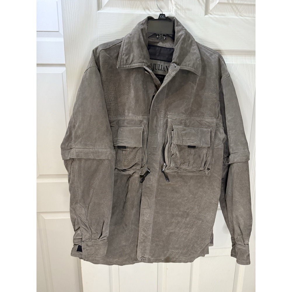 Wilsons Leather M. Julian Men's Jacket Grey Suede‎ Leather Size S Button Up